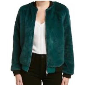 Honey Punch Green Faux Fur Bomber Jacket